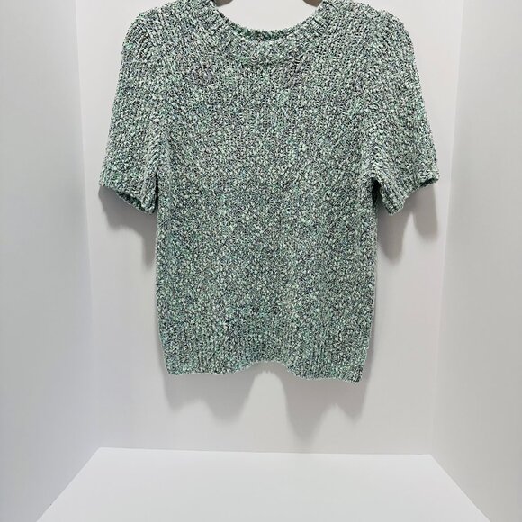 525 Short Sleeve Crew - Teal Multi-color Sweater; Size: L (Large) - Picture 1 of 6